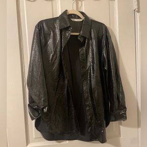 Zara Black Snakeskin Shirt Jacket